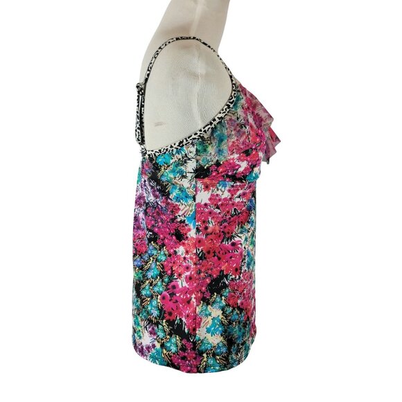 Kenneth Cole Reaction Women's Floral Print Bathing Suit Top Only With Ruffle Tri - Picture 10 of 11